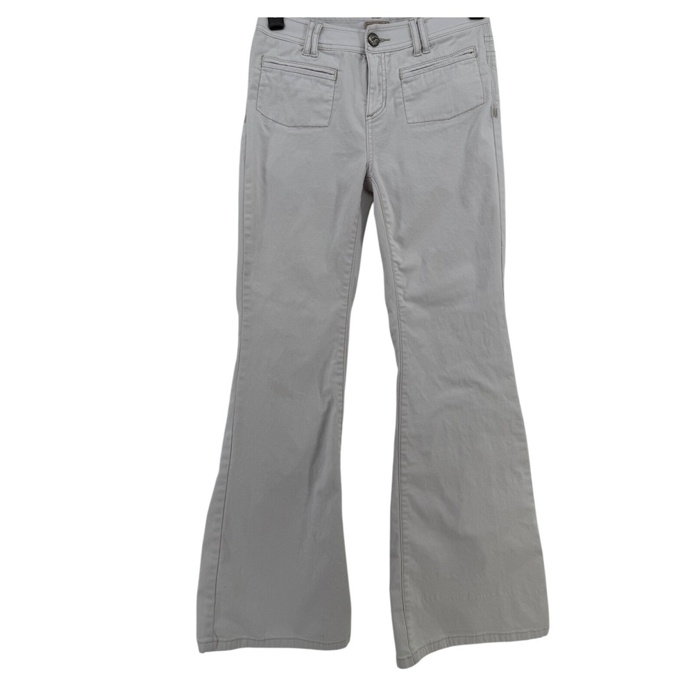 Free People Bone Ivory Flare Jeans Size 28 Boho Festival Low Rise Bootcut Pants